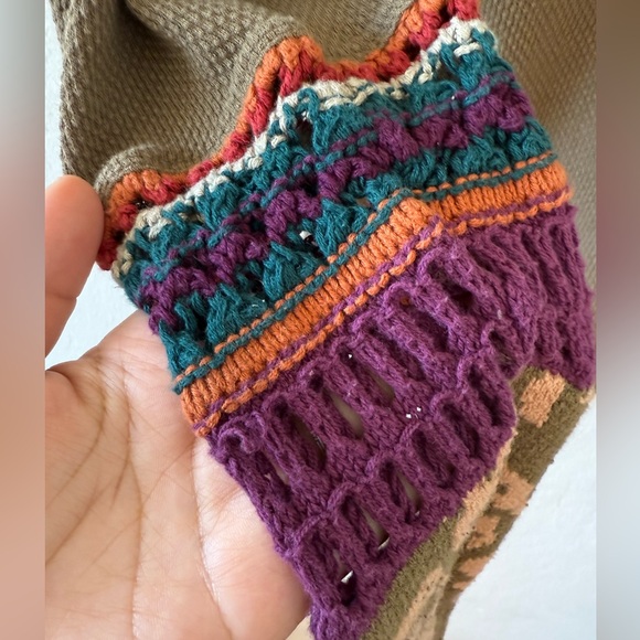 Free People Olive Green Switch It Up Crochet Trim Long Sleeve Thermal Top Large - Picture 15 of 16